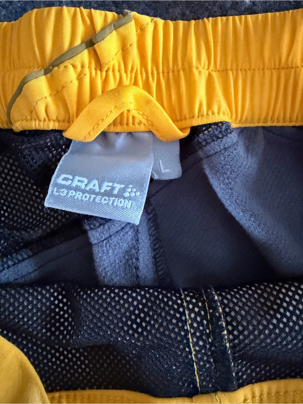 Craft Bright Yellow Running Tights with Contrast Panels - Picture 9 of 11